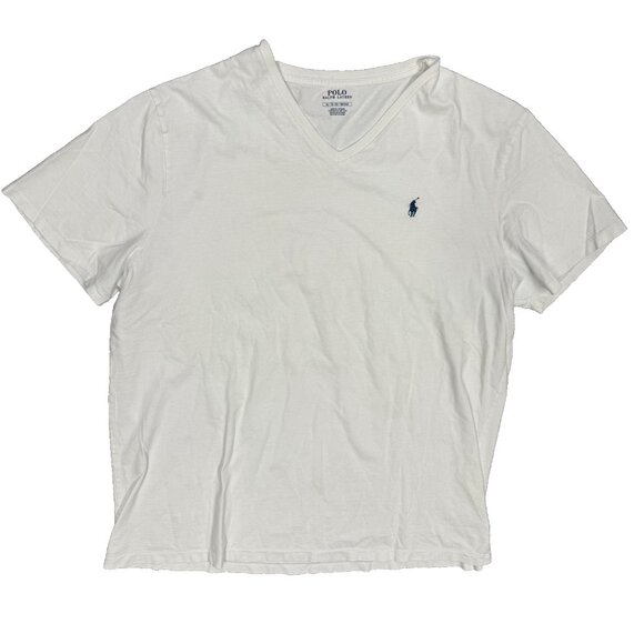 Polo Ralph Lauren V-Neck T-Shirt Short Sleeve Cotton White XL - Picture 1 of 5